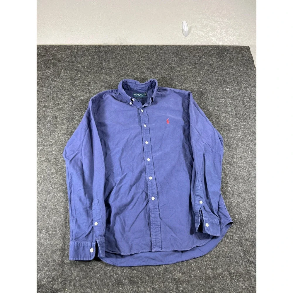 Bundle Ralph Lauren Button Down Shirt Mens XL Slim Fit Blue Gingham Check Preppy